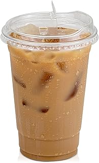 [50 Pack] Disposable Strawless Plastic Cups with Lids - 20 Oz Clear Plastic Cups and Sippy Cups Lids, Perfect Eco-Friendly...