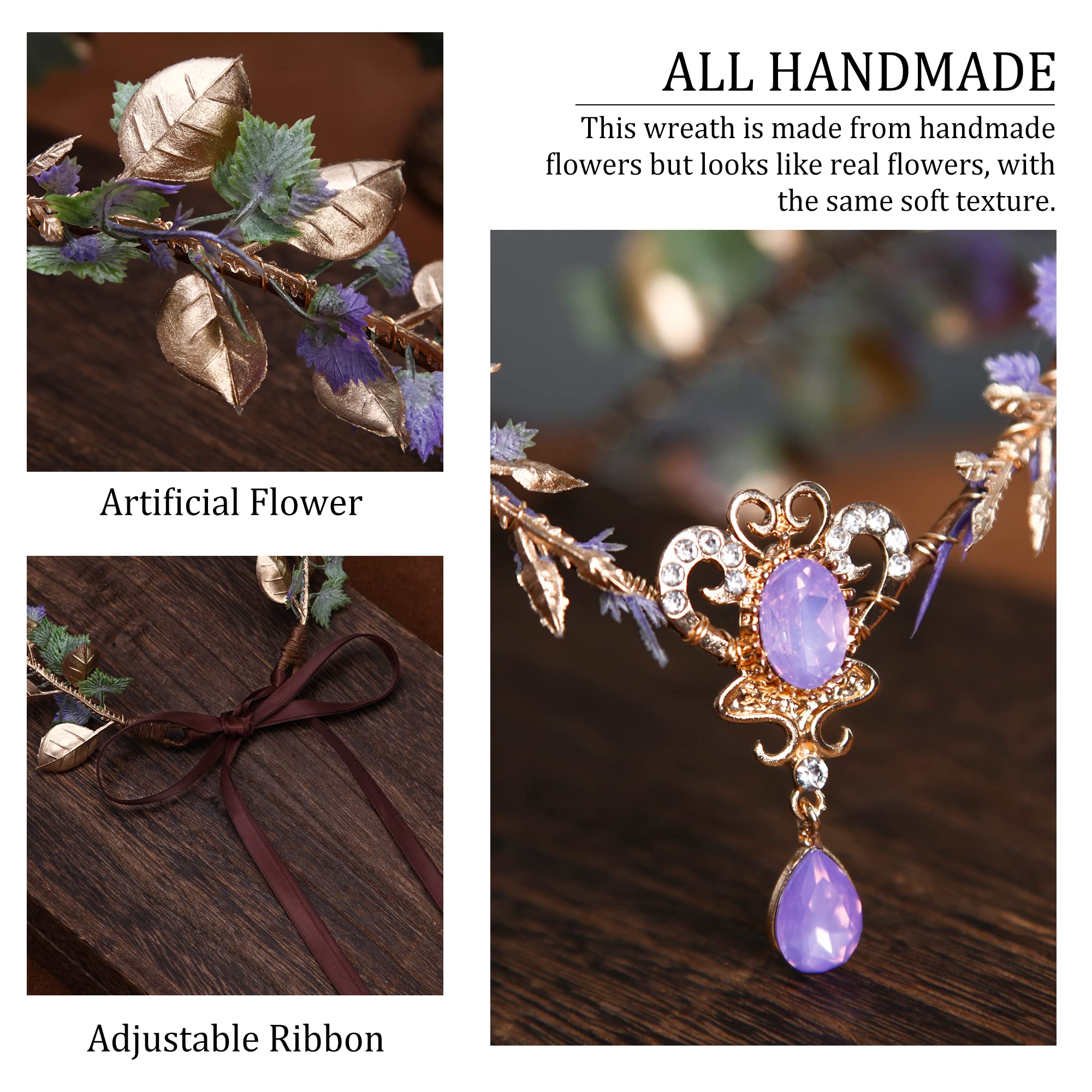 Amazon.com: MOSTORY Purple Flower Elf Crown - Woodland Fairy 
