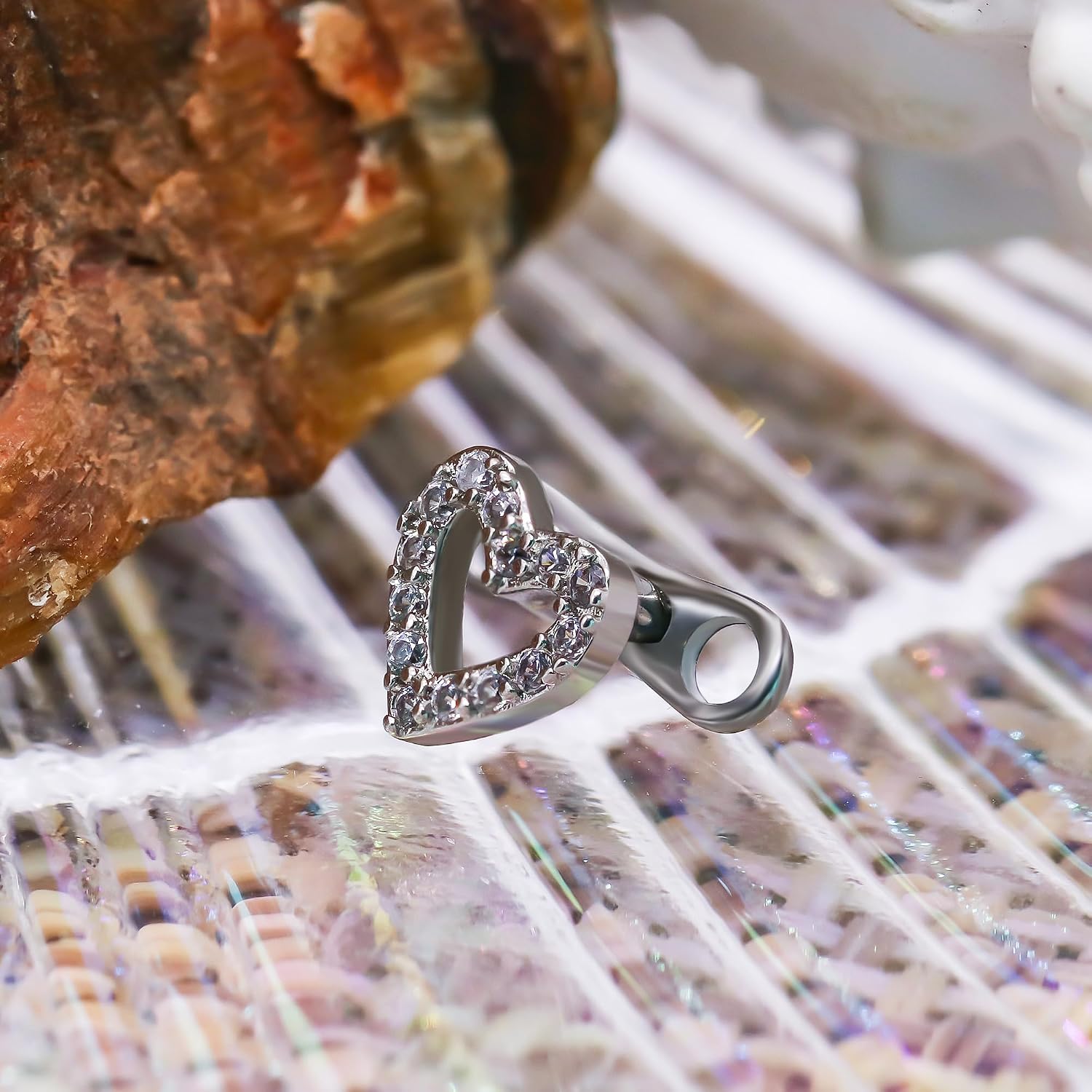 2Pcs 14G heart Dermal Anchor Tops 316L Surgical Steel Dainty Crystal Microdermals Body Piercings Studs Punk Personalized Jewelry for Women