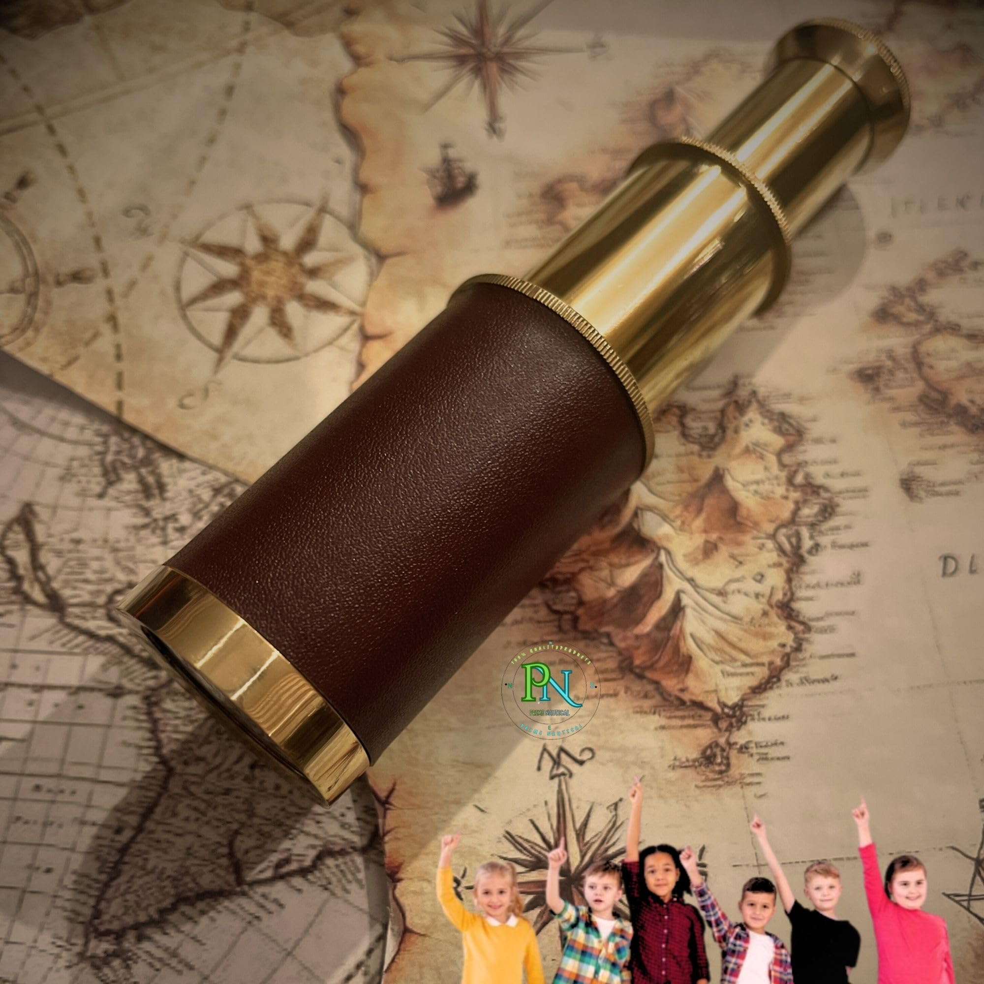 Prime NAUTICAL6 Inches Brass Pirates Telescope, Collapsible Handheld Telescope, Monocular, Adventure,Traveling Factory Brass Nautical Spyglass for Navy and Outdoor Gift