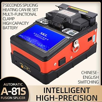 A-81S Fiber Optic Fusion Splicer, High Precision Fast Heating, Portable for Telecom & Network Cabling