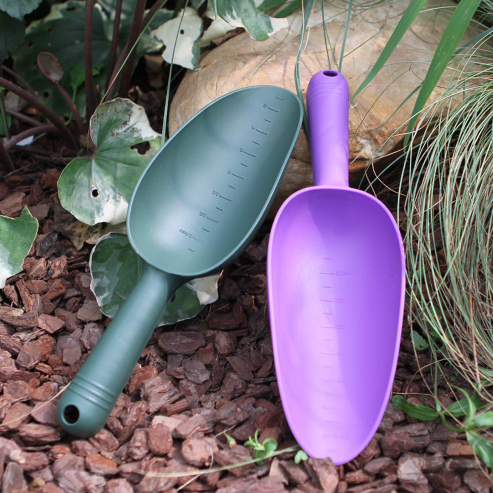 Ewer 4-pak plastikowych łopat ogrodowych, łopatka ogrodowa, ręczna łopatka do roślin, łopata ze skalą, małe łopaty do ogrodnictwa, przesadzania gleby, pielenia, kopania, sadzenia, 4 szt