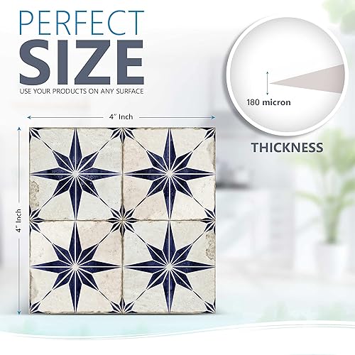 Miniatura 2 de Azulejos autoadhesivos para azulejos de piso, papel tapiz vintage para despegar y pegar (4 x 4 pulgadas, arándano)