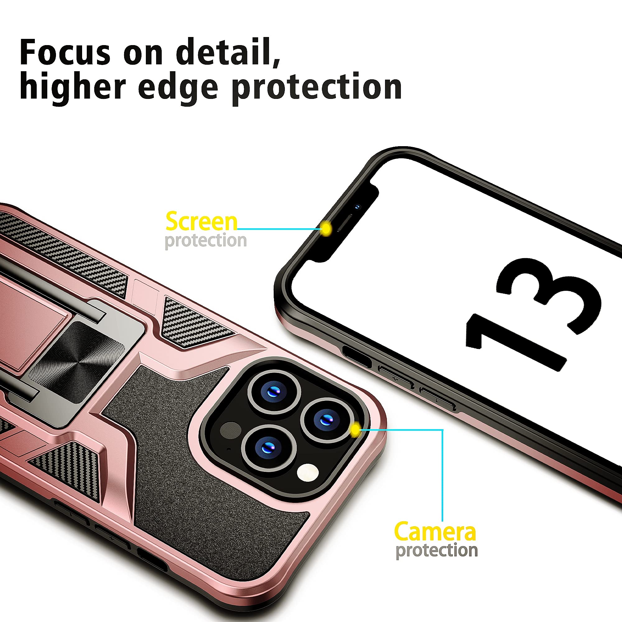 SORAKA Coque Pour IPhone 13 Pro Max Avec Anneau De Béquille