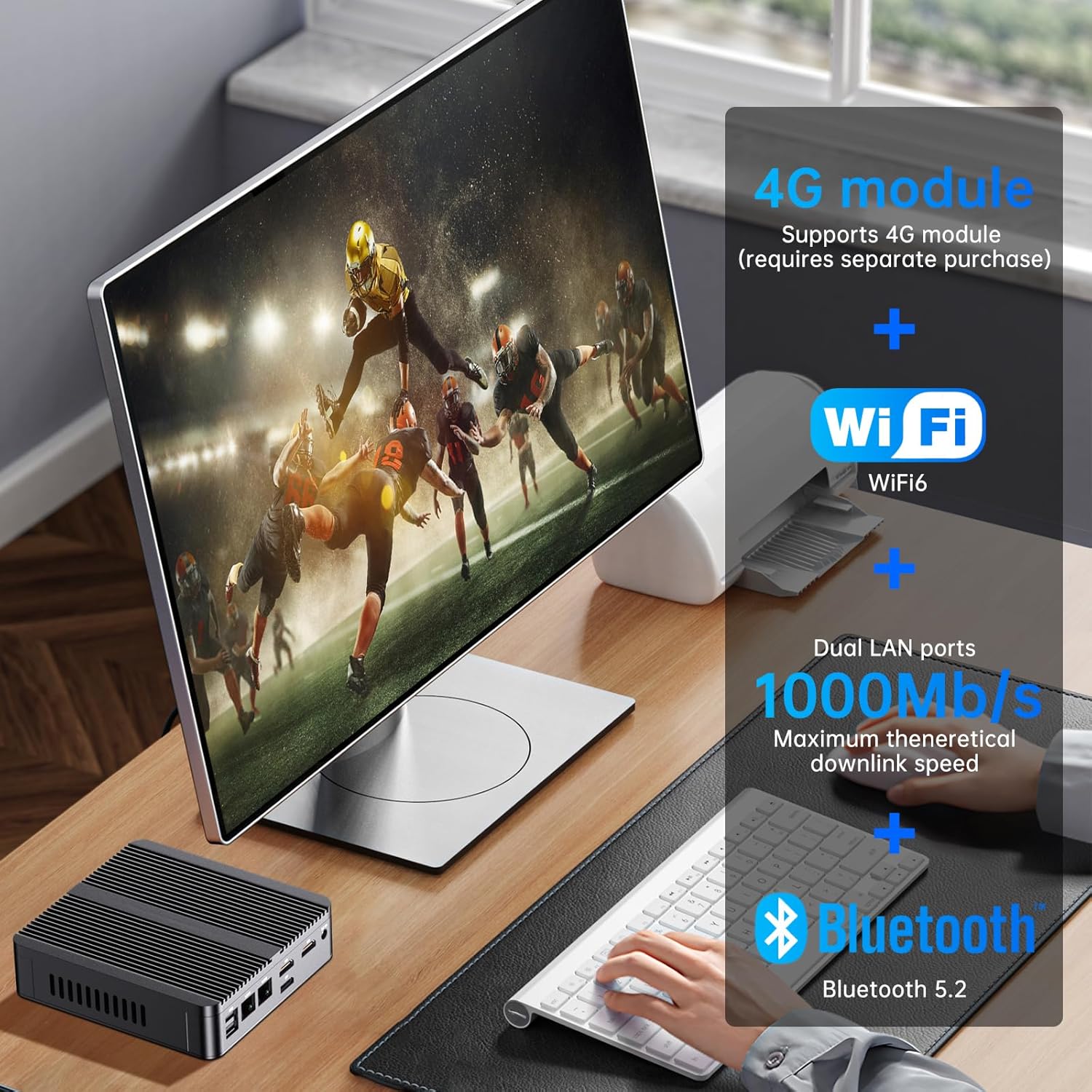 Kinupute Industrial Mini PC, Fanless Computer 13th Twin Lake-N150 (up to 3.6GHz, Upgraded N100), 8G DDR4, 128G NVME SSD, Win-11 Pro(TPM2.0), COM RS232, Dual LAN, 4K@60Hz 2xHDMI/DP, WiFi6, BT5.2 - Image 5