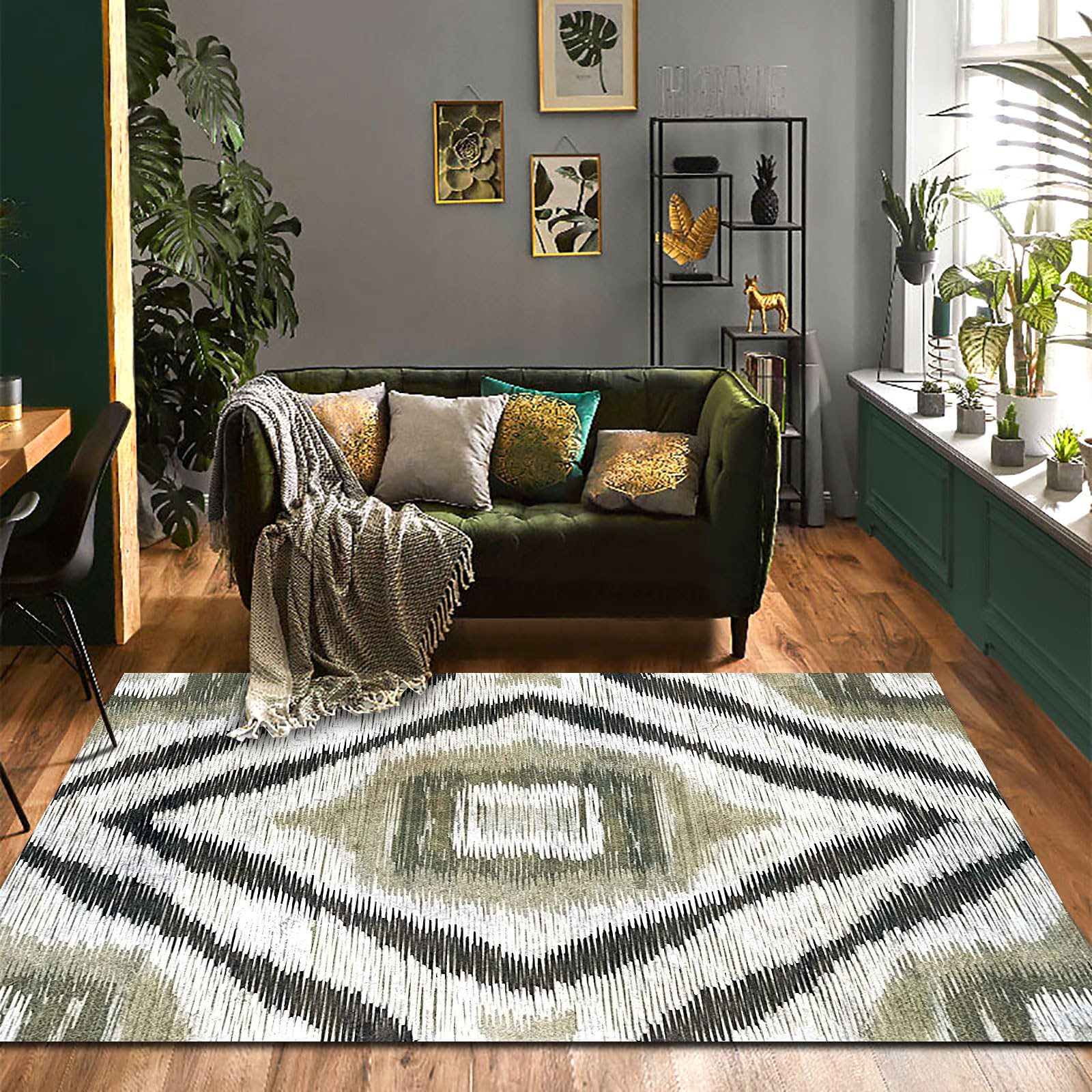 Tapis antidérapant lavable résistant aux taches salon et chambre