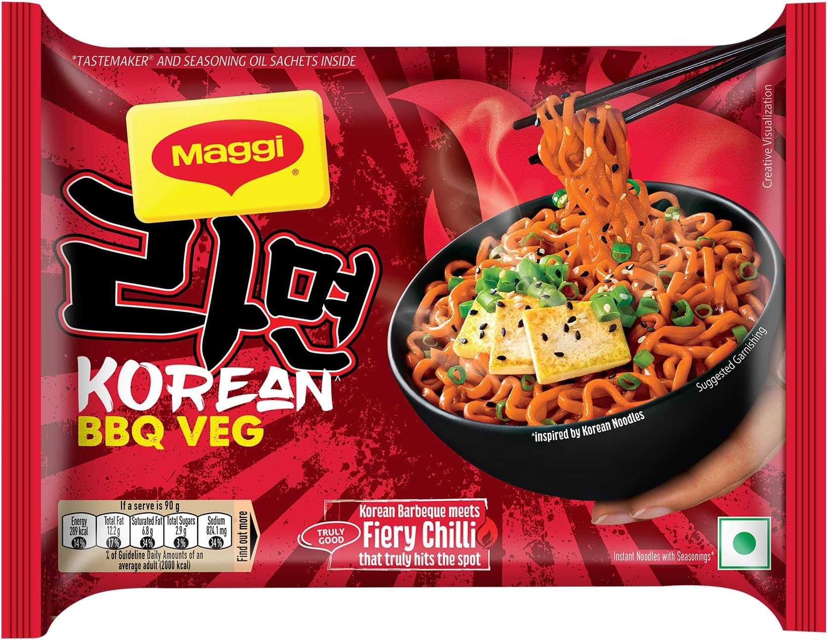 Korean BBQ Veg Noodles, Easy To Cook Instant Noodles, 90g