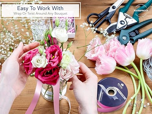 Miniatura 2 de Royal Imports Cinta impermeable de satén de polietileno de 1.5 pulgadas (#9) para decoración floral y artesanal, rollo de 100 yardas (carrete de 300