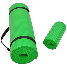 Fitvids All Purpose 1/2-Inch Extra Thick High Density Anti-Tear Exercise Yoga Mat and Knee Pad with Carrying Strap, Green