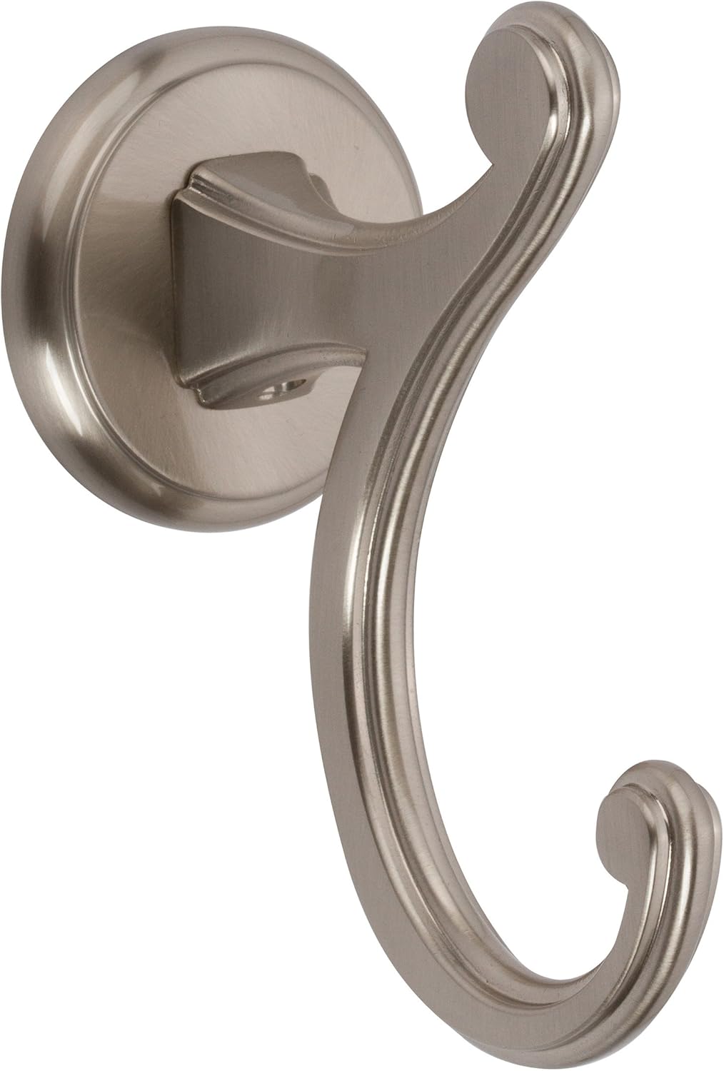 Ginger Double Robe / Towel Hook for Bathroom, Modern Wall Mounted Solid Brass Shower Hooks, Satin Nickel