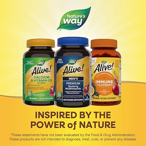 Miniatura 6 de Nature's Way Alive! Multivitamínico de goma prémium para hombre, complejo vitamínico Full B para apoyar el metabolismo energético diario*, 75 gomitas
