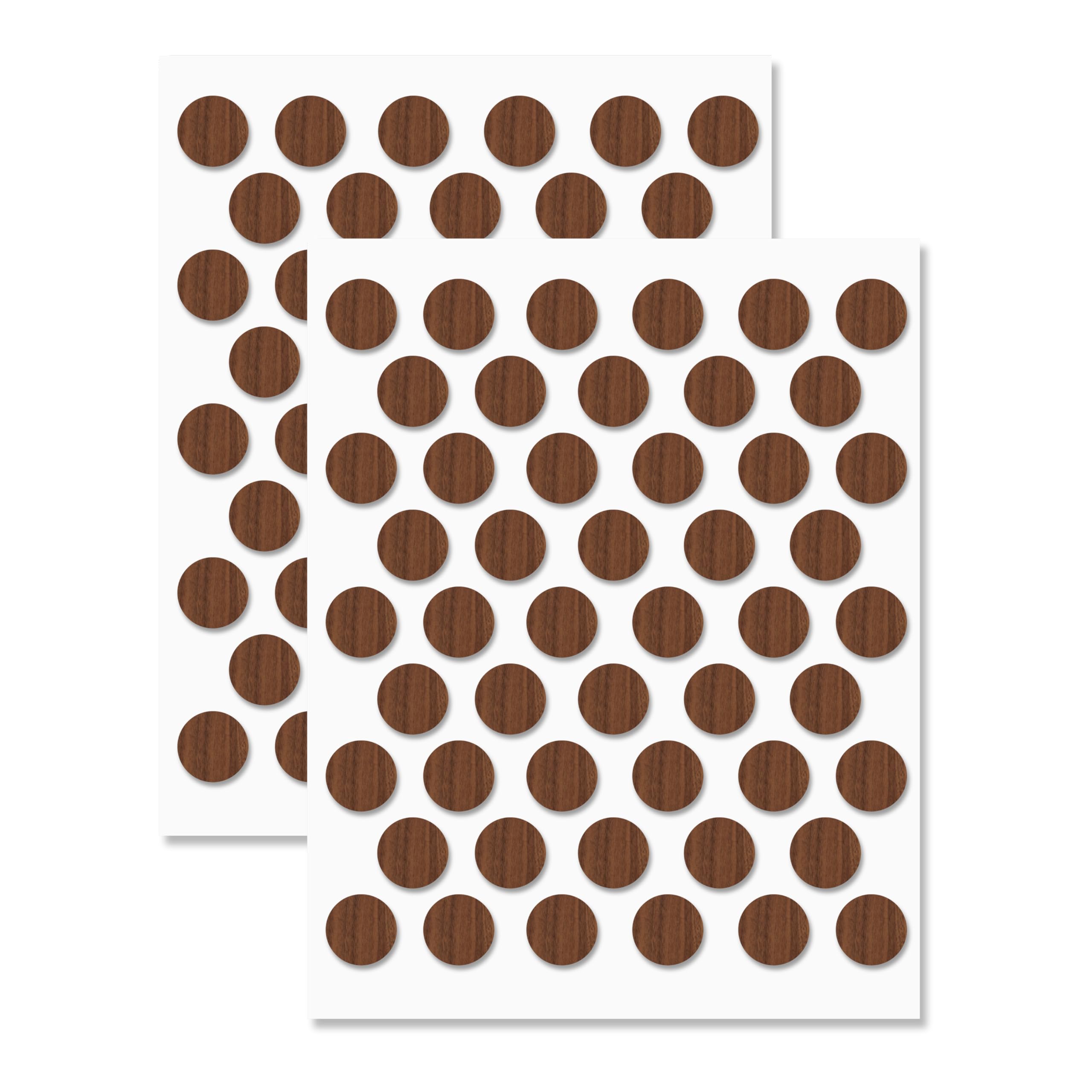 Walnut Self-Adhesive Screw Hole Stickers - 100 pcs. 0.55 inch / 14 mm Peel Stick Dust Proof Tape, Water Resistance PVC Caps for Wood Cabinets, Furniture, Drawer, Wardrobe, Kitchen, Table