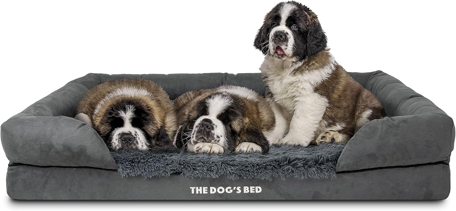 Orthopedic Dog Bed for XL Dogs, Grey Faux Fur, Zambia Ubuy