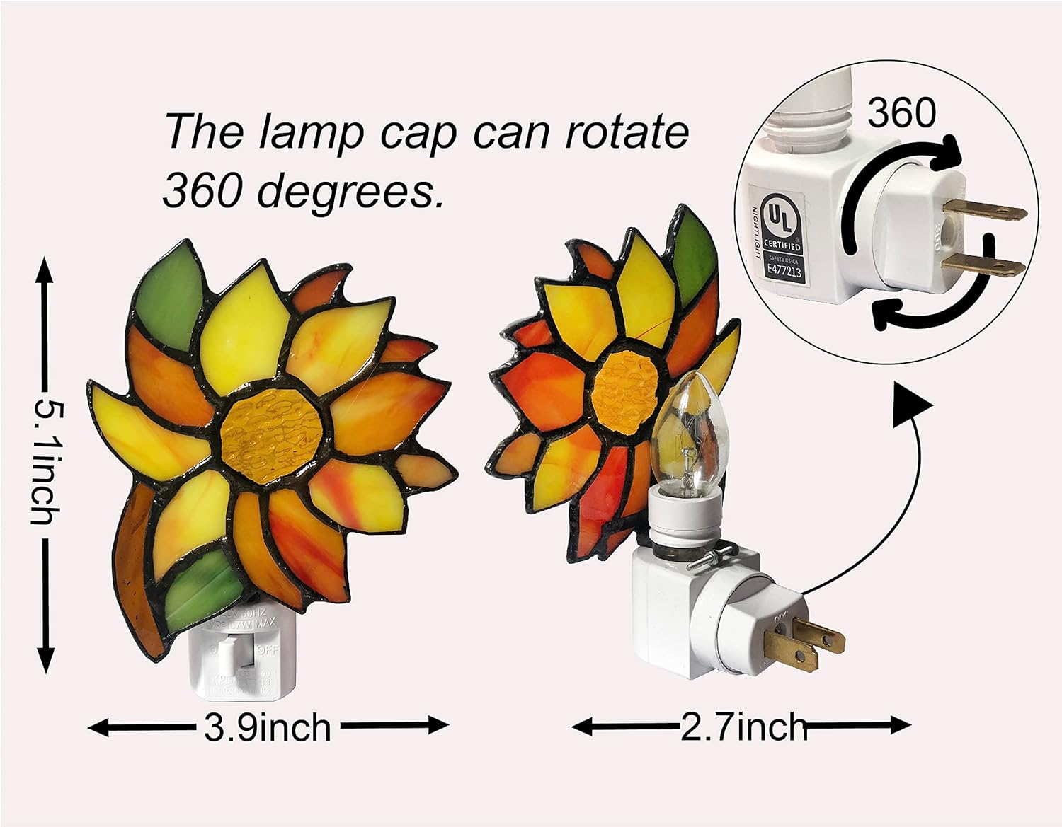 Stained Glass Sunflower Night Light,Suitable for corridors, bedrooms, and Kitchens.A Gift for mom.DYM8011