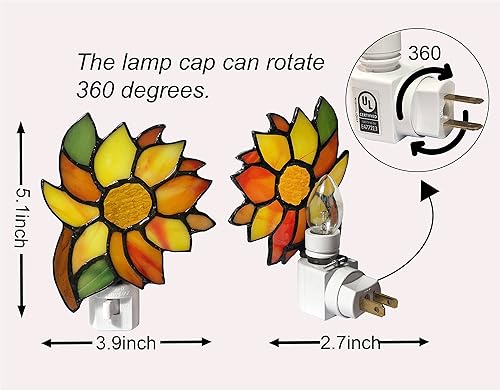 Miniatura 4 de DUONAYU Luz nocturna de girasol con vitrales, adecuada para pasillos, dormitorios y cocinas. Un regalo para mamá. DYM8011