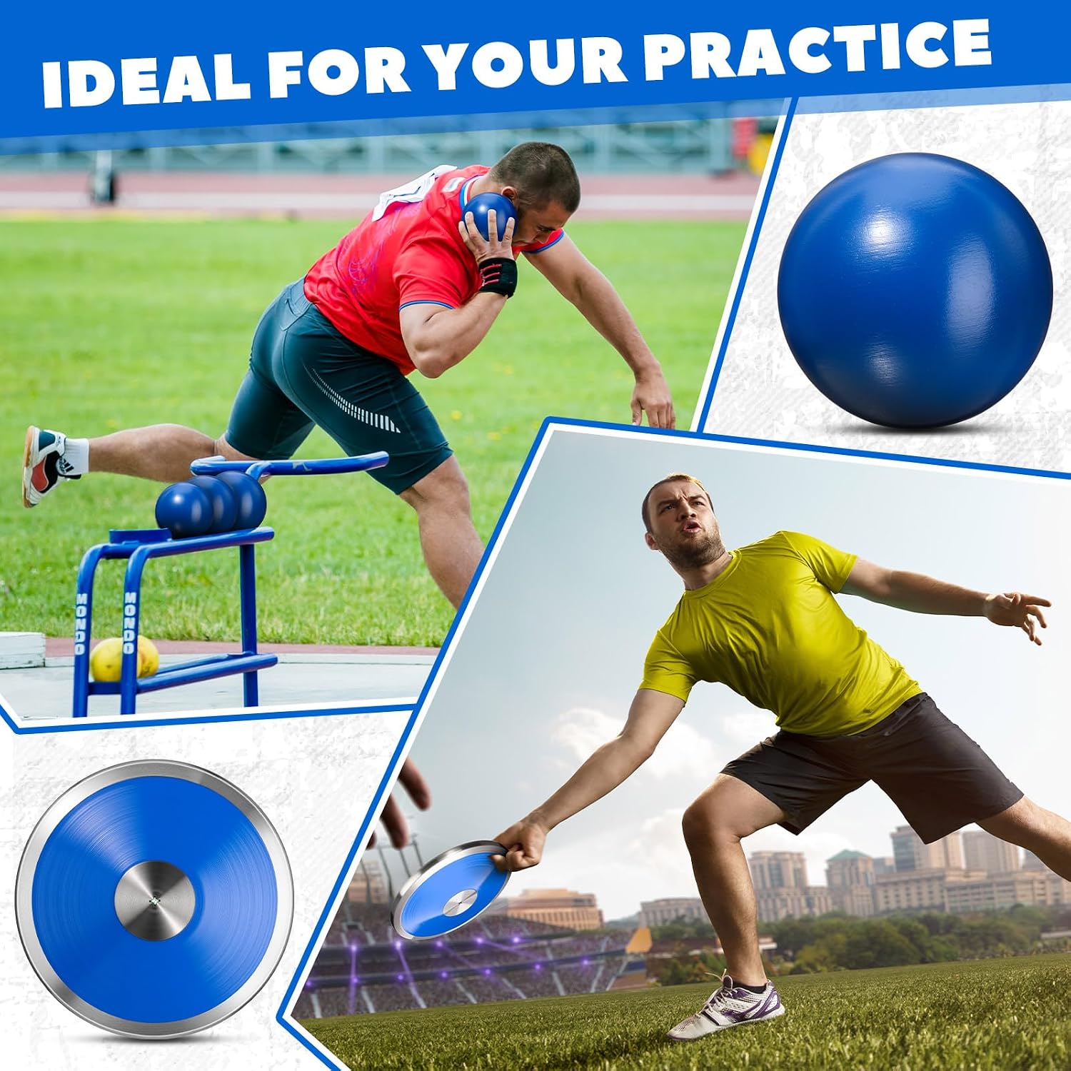 3 Pcs Shot Put and Discus Set Include 4kg Iron Shot Put Ball and 2 Pcs 1kg Track and Field Discus for High School Men Women Sports Training Throwing Competition Practice Equipment