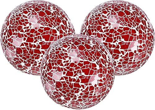 Miniatura 8 de Paquete de 3 bolas decorativas para cuencos, bolas de vidrio de mosaico de 2.4 pulgadas, orbes de vidrio decorativos para decoración del hogar,