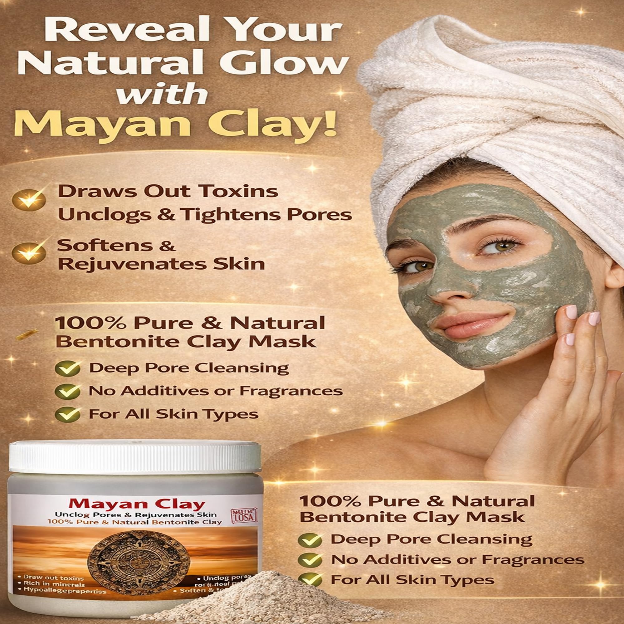 Maya Secret Indian Healing Clay maseczka do twarzy i leczenia ciała, oryginalny produkt w 100% naturalny bentonit (1 funt)