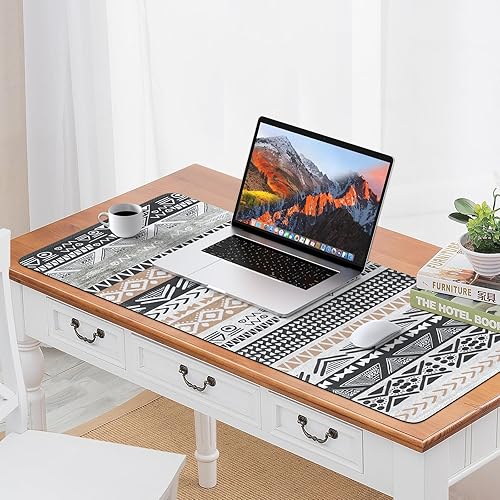 Miniatura 6 de iLeadon Tapete de escritorio, tapete grande bohemio para mouse para escritorio, alfombrilla de teclado extendida XXL, alfombrilla de mouse para
