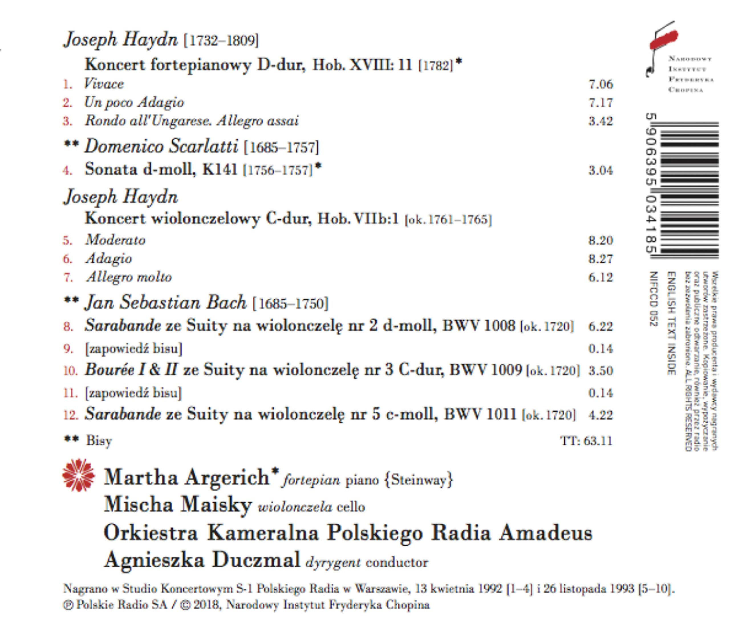 Haydn: Piano Concerto in D Major, Cello Concerto in C Major, Scarlatti: Sonata in D Minor & Bach: Cello Suites