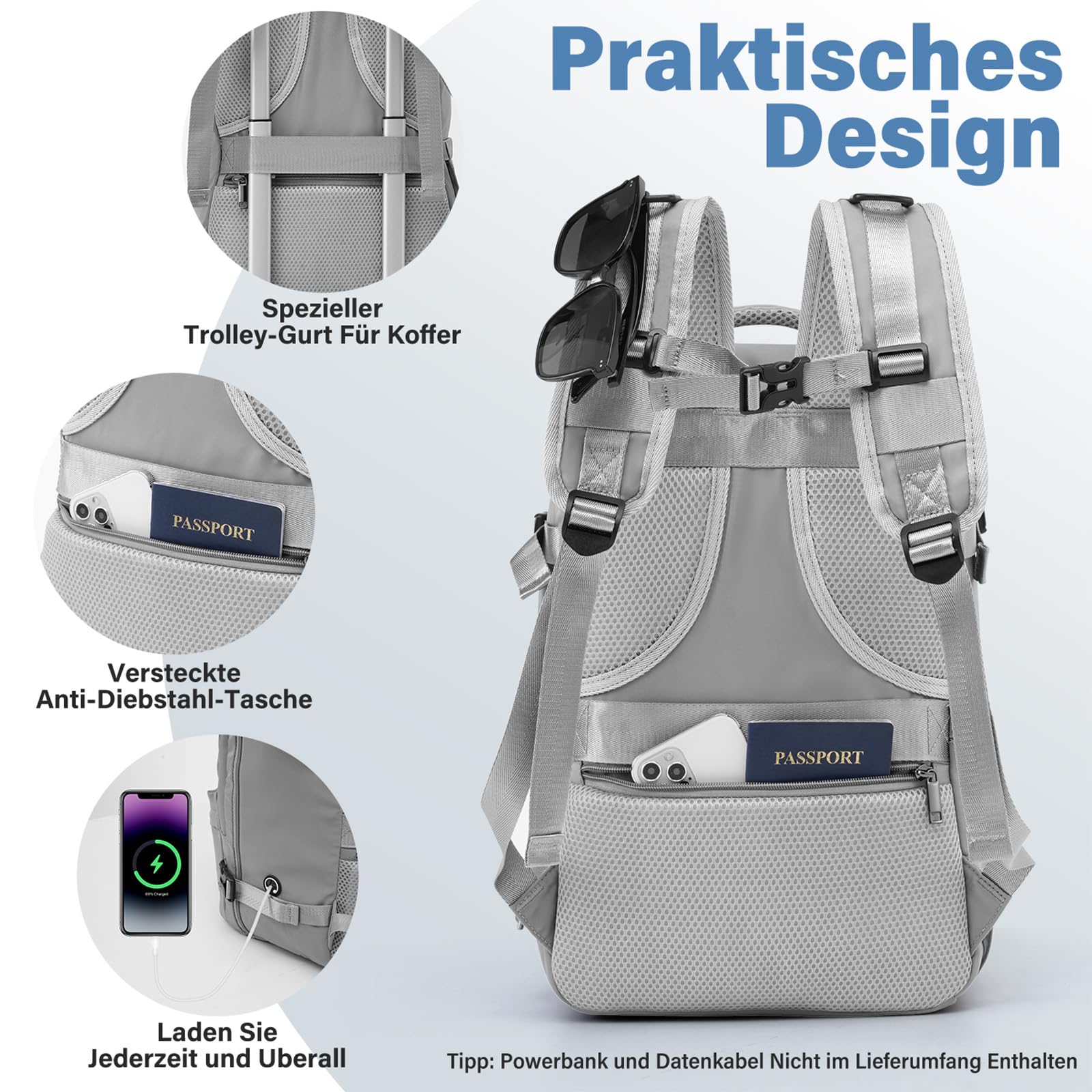 COOLIFE Handgepäck Koffer 55X40X20cm und Kabinen Rucksack 20L(40X25X20cm) Set für Ryanair & Easyjet Flugzeug Handgepäck Kabinengepäck Hartschlagenkoffer Reiserucksack Klein mit TSA-Schloss