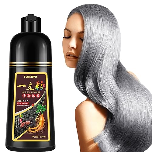 Champú instantáneo de tinte para el cabello gris plateado, 16.9 fl oz para hombres y mujeres, champú de color rubio 3 en 1, cobertura del cabello