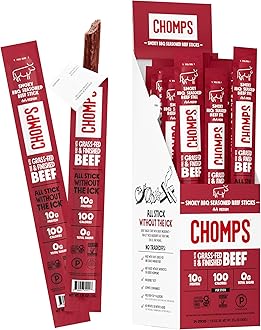 Grass-Fed and Finished Smoky BBQ Seasoned Beef Jerky Snack Sticks 24-Pack - Keto, Paleo, Whole30, 10g Lean Meat Protein, Gluten-Free, Zero Sugar Food, Non-GMO