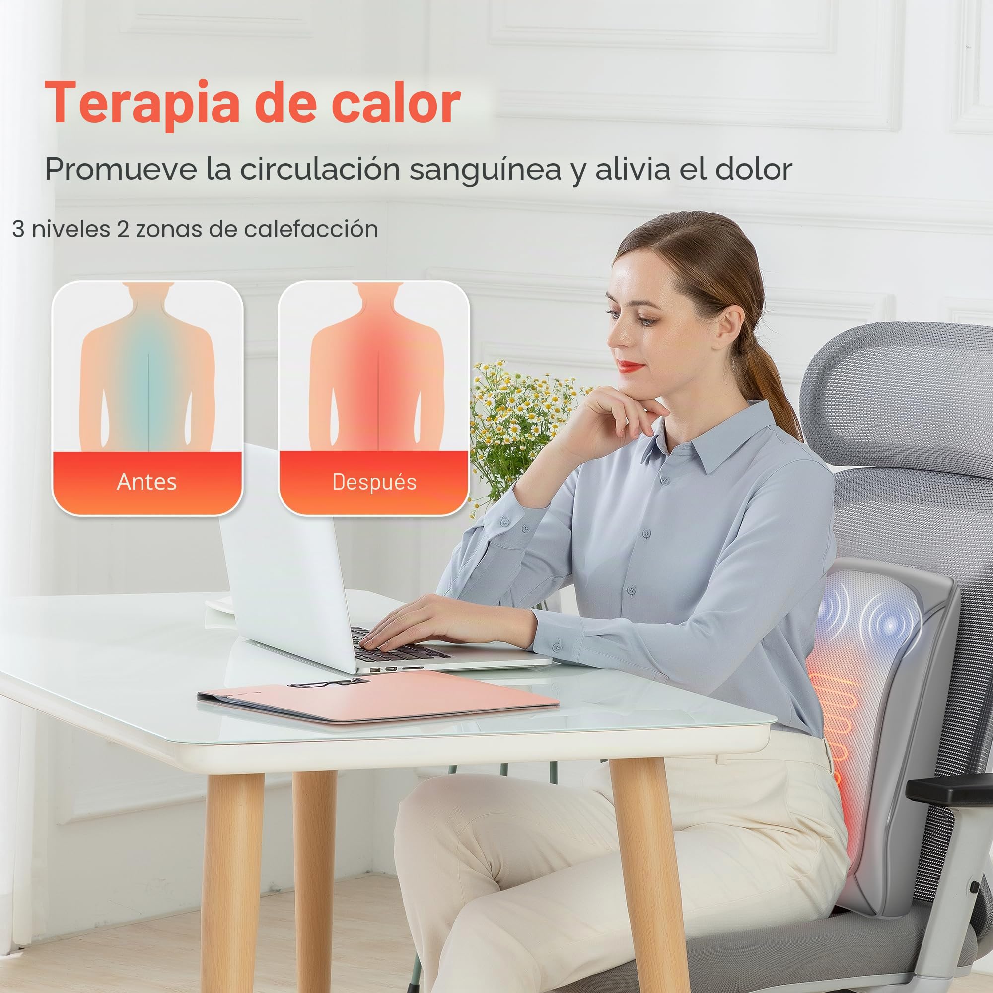 COMFIER Shiatsu - Masajeador de espalda baja para dolor, cuello y espalda con calor, almohada de masaje de amasamiento 4D, regalos para mujeres y hombres, masajeador Shiatsu de tejido profundo