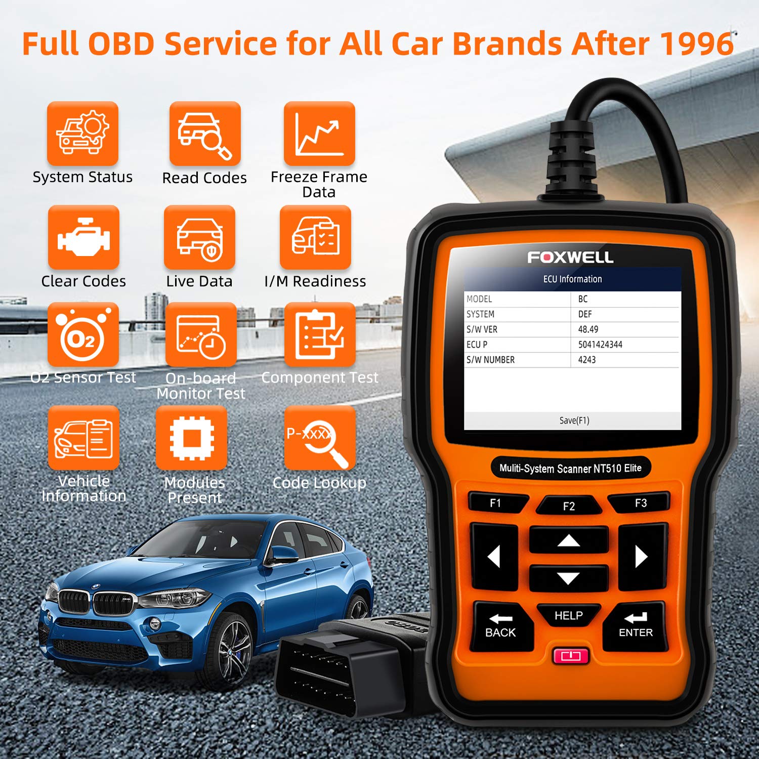 FOXWELL NT510 Elite Full Systems Scanner for BMW Automotive Obd2 Code