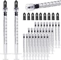Vista 1 de Jeringa Luer Lock de 0.0 fl oz sin aguja, jeringas de plástico de 1 cc selladas individualmente estériles con tapas de punta, sin agujas