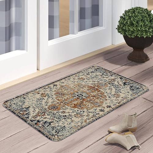 Miniatura 4 de Tapete de estilo bohemio, tapete de bienvenida para entrada interiorexterior, antideslizante, lavable a máquina, tapete bohemio para casa de campo,