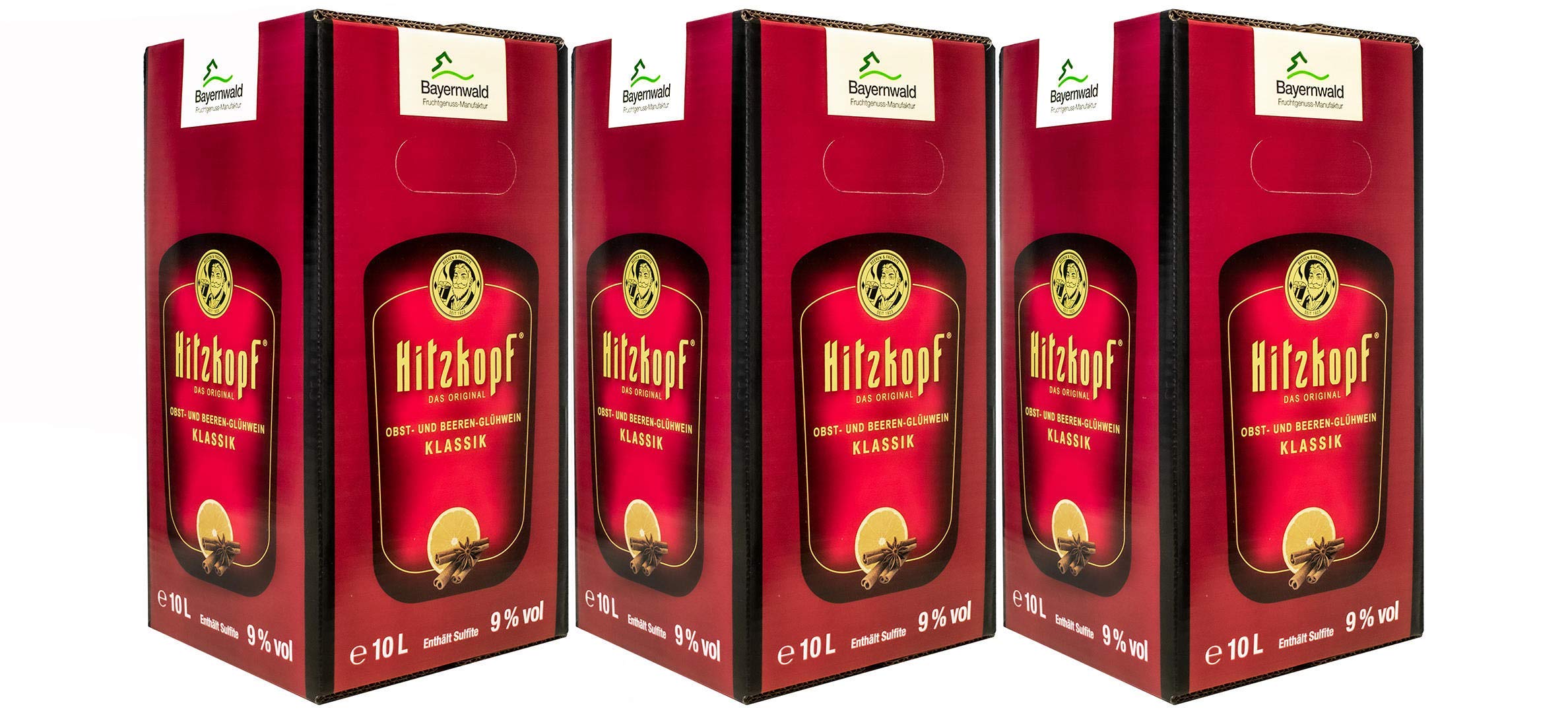 Bielmeier Bayernwald Hitzkopf Klassik roter Glühwein 9,0% vol 3x10 Liter Bag-in-Box