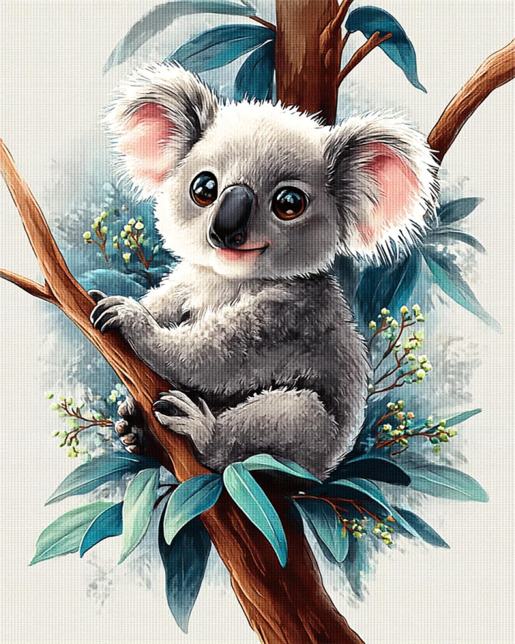 RKFLGEW DIY Embroidery Beads Set Koalas in The Tree 50x70cm