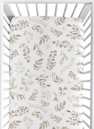 Miniatura 2 de Sweet Jojo Designs Juego de sábanas ajustables para cuna de bebé neutra con hojas florales para bebé, recién nacido, cuarto de bebé, colchón