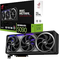 ASUS Placa gráfica ROG Astral GeForce RTX™ 5090 OC Edition para jogos (PCIe® 5.0, 32GB GDDR7, HDMI®/DP 2.1, 3.8 compartimentos, design de 4 ventiladores, ventiladores de tecnologia axial, câmara de