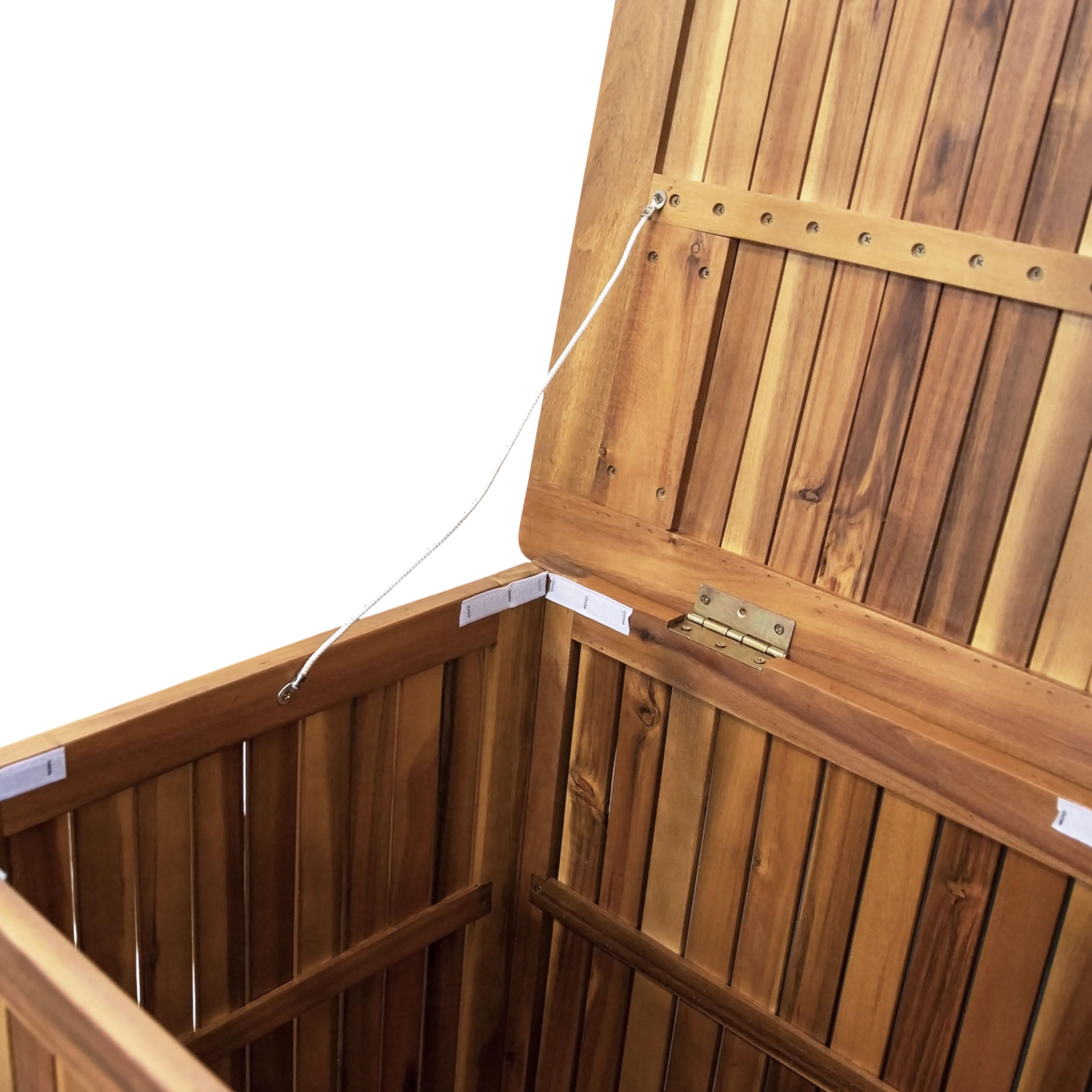 Spetebo Garten Kissenbox aus Akazienholz Natur Geölt - 133 x 58 x 55 cm - Holz Auflagenbox mit Deckel 236 L Braun - Polsterauflagen Aufbewahrungsbox für Kissen und Sitzkissen