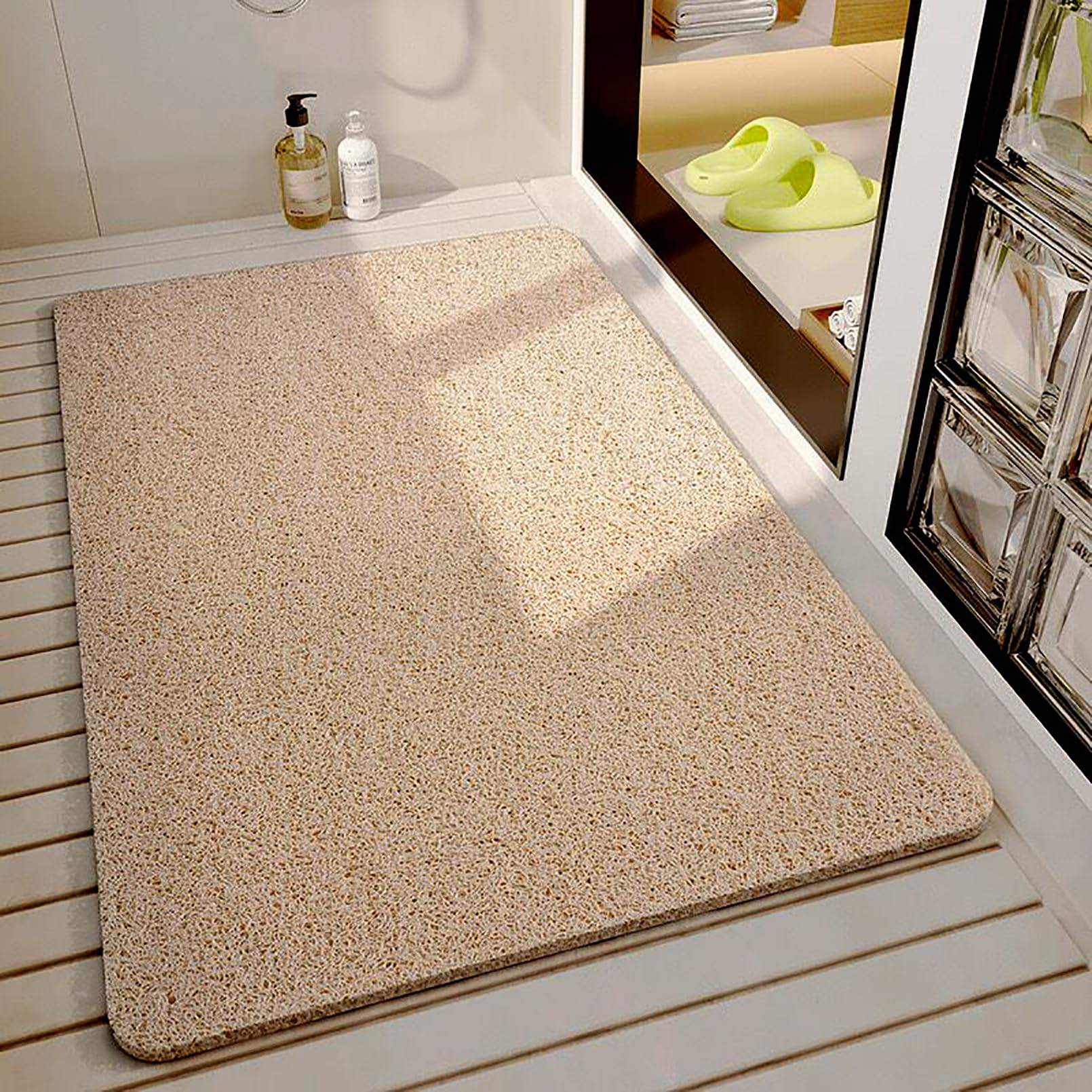 Alfombrilla de ducha antideslizante de 40 x 60 cm, rectangular, antideslizante, con alta permeabilidad al agua, alfombra de ducha de PVC para zonas húmedas