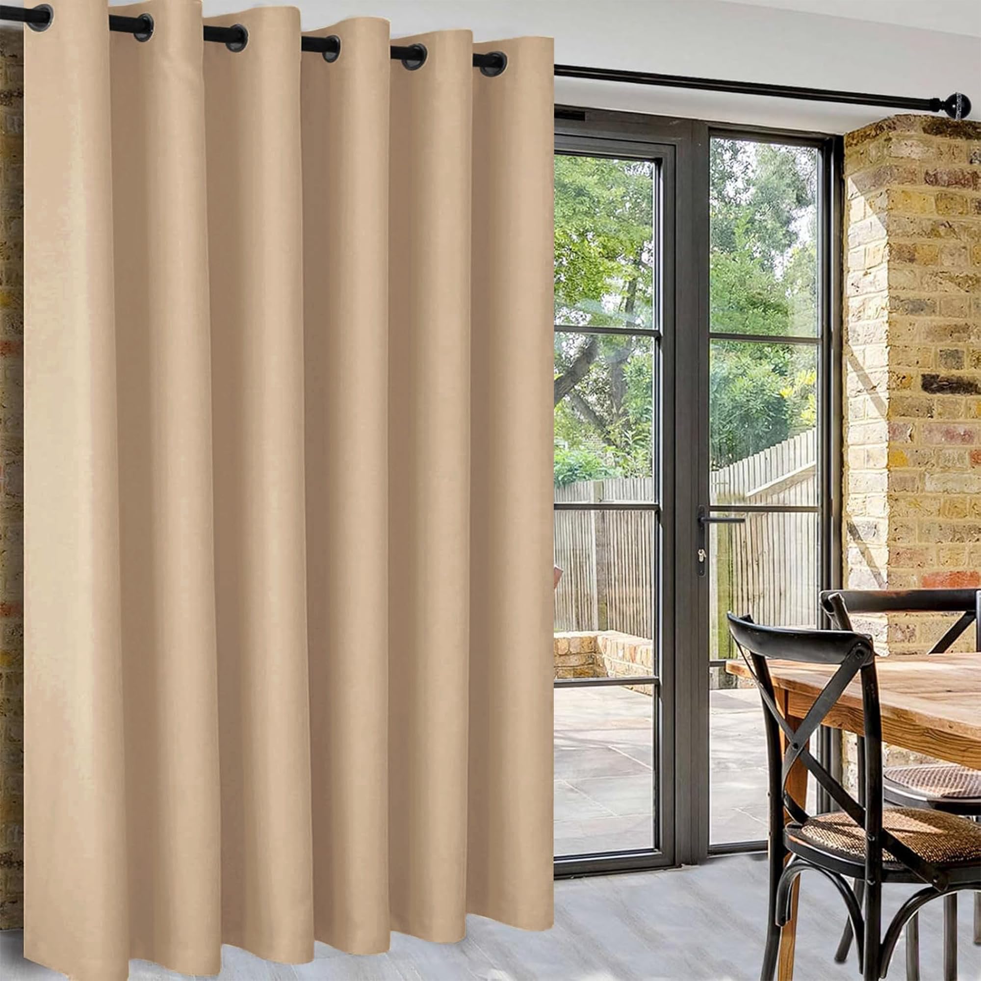 DWCN Verdunklungsvorhänge Biscotti Beige,H213xB254cm,Raumteiler Gardinen mit Ösenschal Thermovorhang Kälteschutz Vorhang Schallschutz Sichtschutzvorhänge für Schlafzimmer,Wohnzimmer,Büro,1 Stück