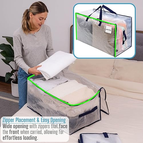 Miniatura 2 de Veno - Paquete de 2bolsas de almacenamiento resistente para mudanzas, dormitorios, viajes, campamento, decoraciones navideñas, suministros de