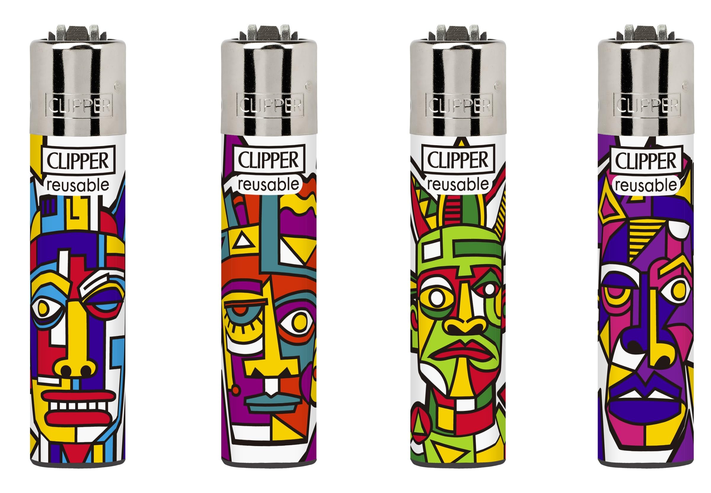 4 X CLIPPER LIGHTERS (CUBISM)