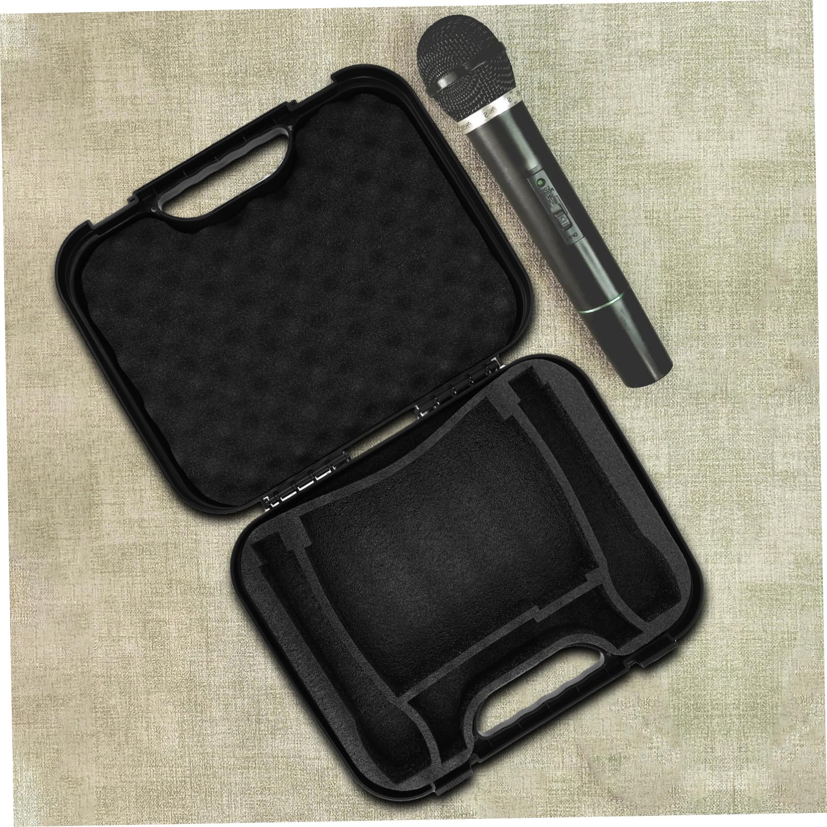 Yardwe Custodia Microfono in Plastica, Scatola Rigida con Interno Regolabile, Grande Capacità per Registrazione e Podcast, Accessori e Cavi