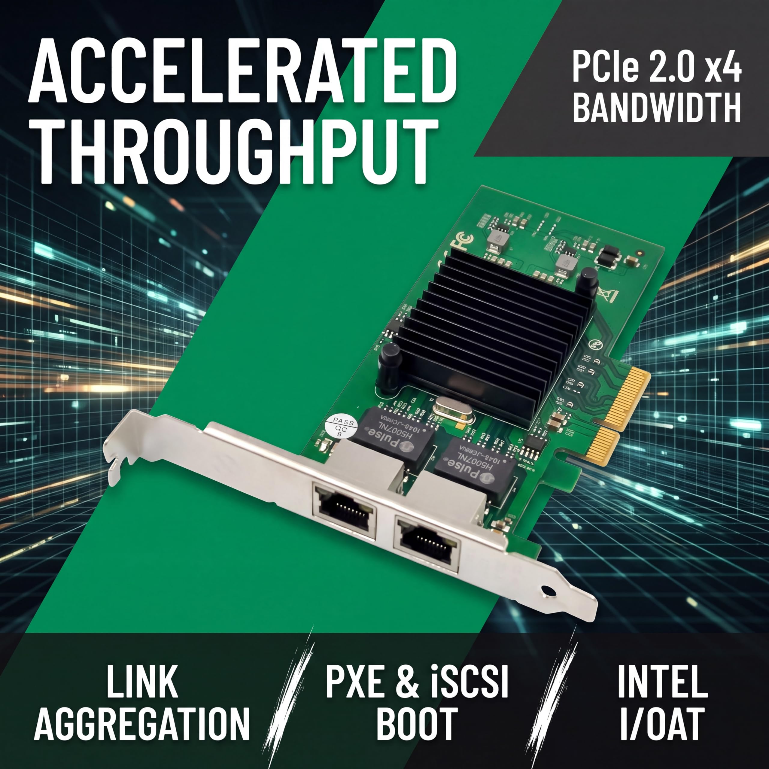 Carte réseau Gigabit PCIe X4 double port 1000 m PCI Express Ethernet avec Intel 82576 deux ports LAN NIC carte pour prise en charge PXE SR-IOV pour Windows/Windows Server/Linux/Freebsd/DOS avec profil