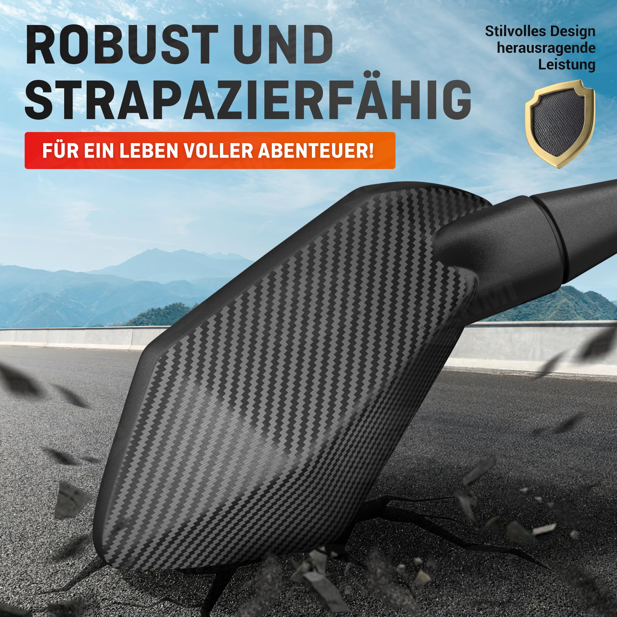 HENMI Specchio Da Bicicletta Per Manubrio E-bike Destro HD, Specchio Convesso Extra Grande, Specchio Retrovisore Per Bicicletta Ebike, 360°, In Vero Vetro Antiurto (specchio Largo Pro