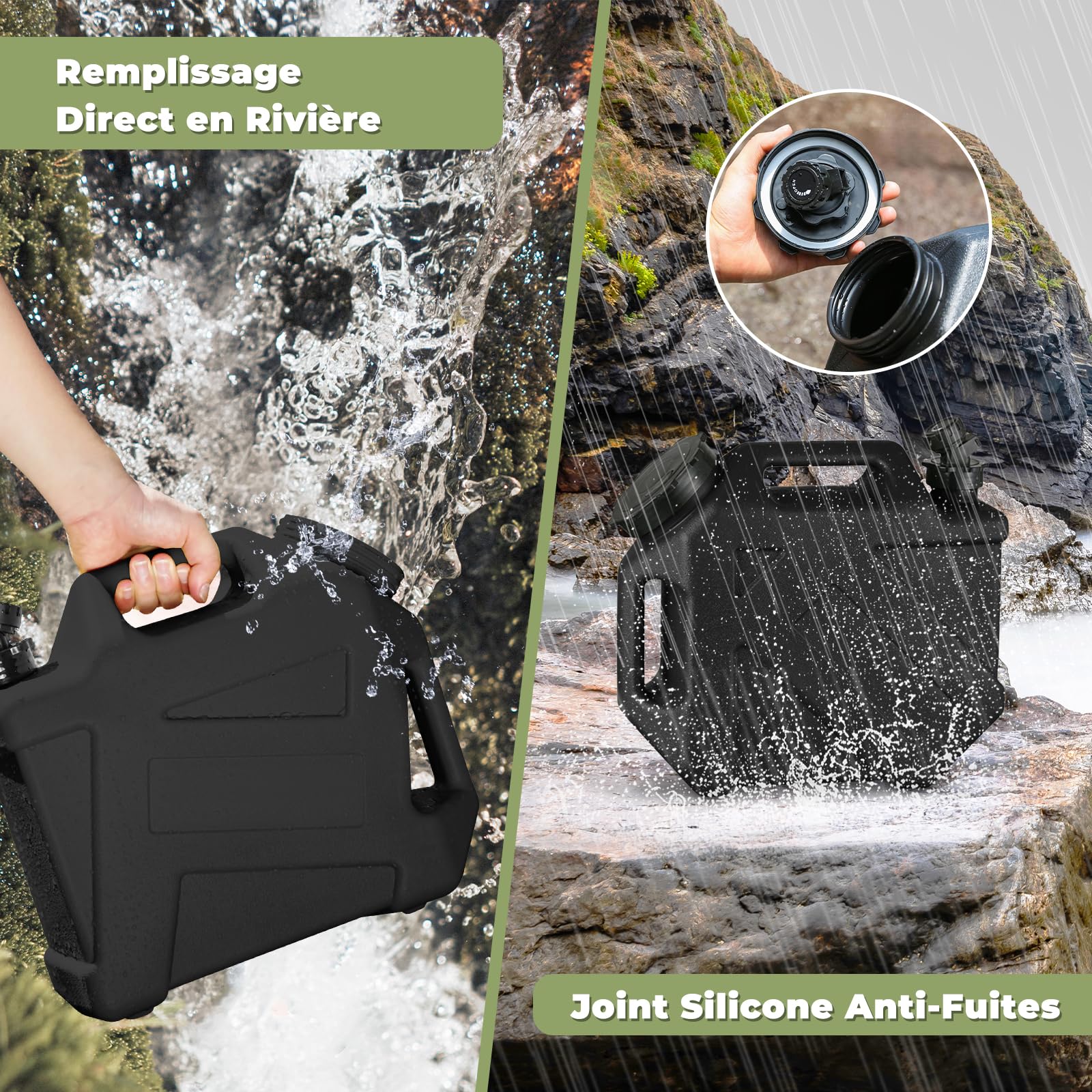 F Fityle Réservoir d'eau avec Robinet Amovible, Camping Bidon Matériau PE/PP Renforcé, Contiateur à Eau, Réservoir pour Camping-Car, Voyage et Activités Extérieures