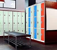 Vista 2 de AdirOffice Armario escolar grande con 3 puertas y 3 ganchos, armario de almacenamiento de metal ideal para escuela, garaje, armarios de oficina