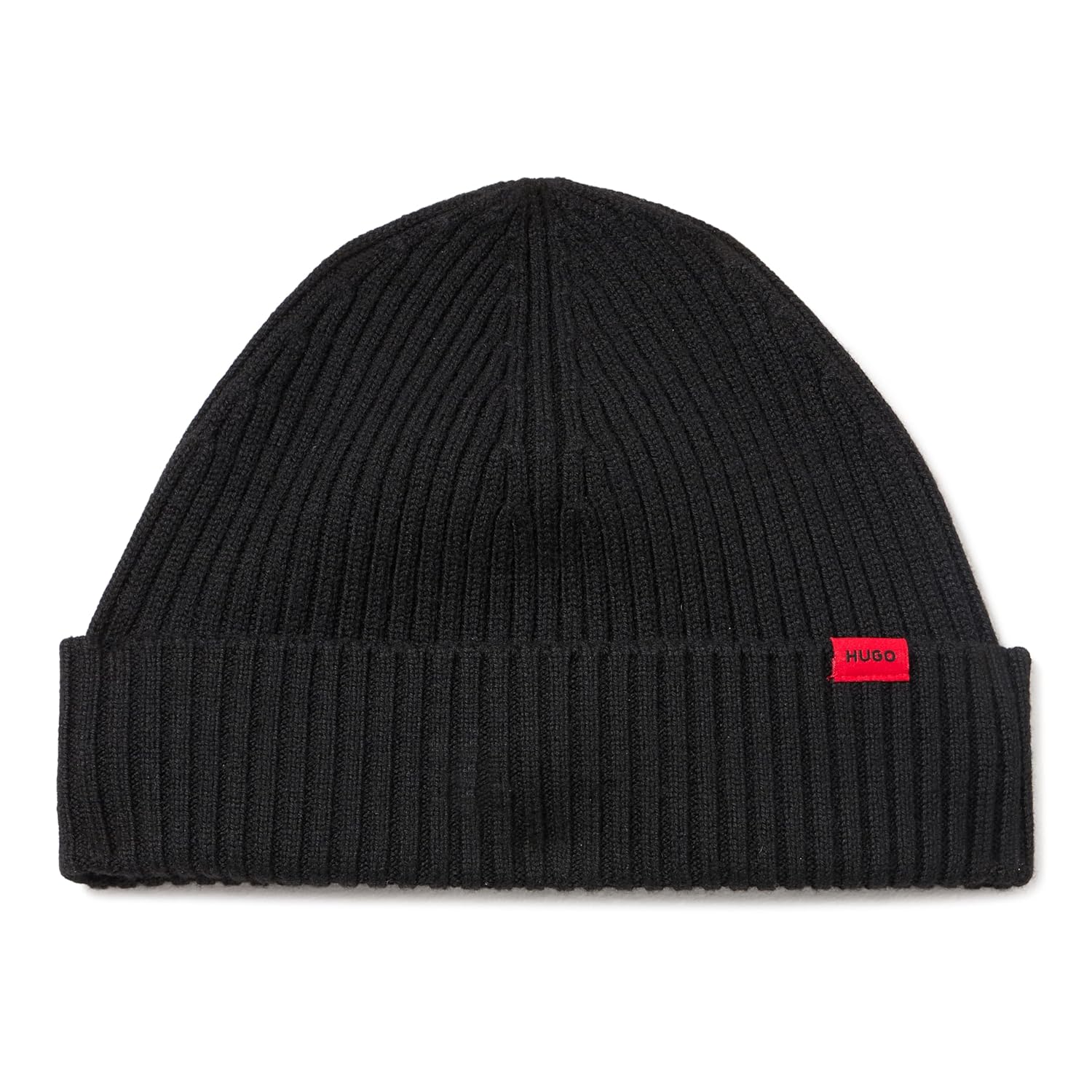Hugo Mens Small Logo Ribbed Beanie