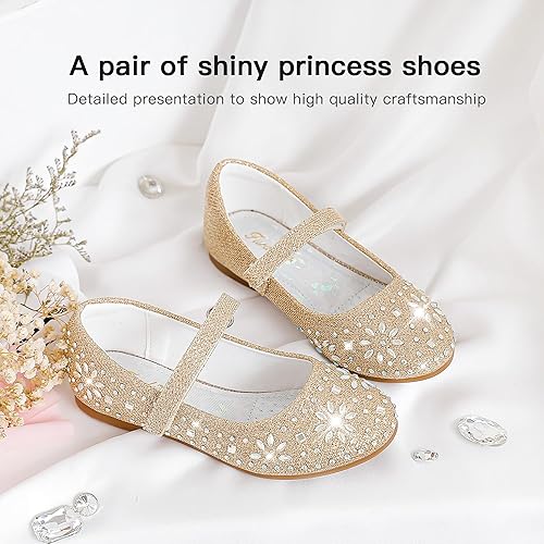 Miniatura 3 de Furdeour Zapatos de vestir para niñas, zapatos de ballet de princesa con purpurina para boda, fiesta, boda, fiesta, dama de honor, zapatos planos