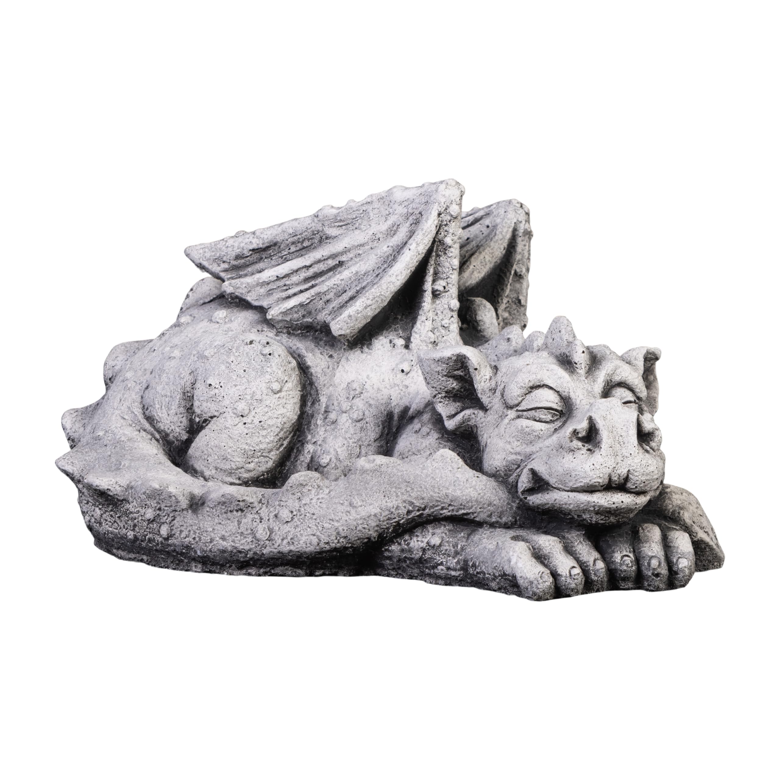 gartendekoparadies.de Sleeping dragon, stone figure, H. 17 cm, 7 kg, gray, frost-proof made of cast stone for outdoor use