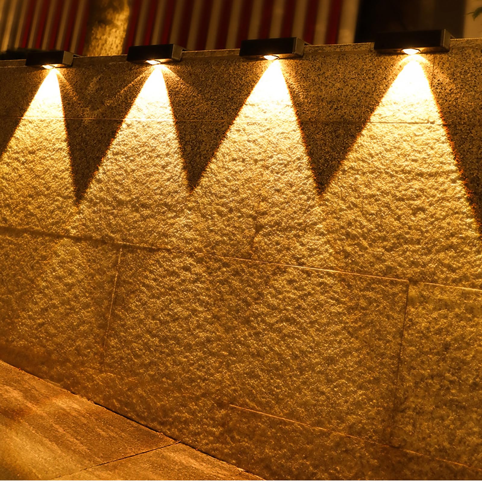 Lxcom Lighting Solar Fence Lights Decorative Wall Light Solar Deck Lights Outdoor Solar Garden Lights Waterproof Decorative LED Step Light Stair Light for Garden Lawn Yard,2 Pack(Warm White)