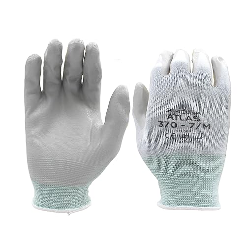 SHOWA Atlas - Guantes de nitrilo de 370 W, color blanco, pequeño (paquete de 12 pares)